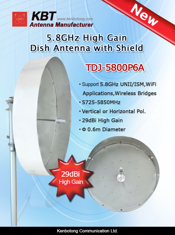 TDJ-5800P6A 5.8GHz High Gain Dish Antennas with Shield