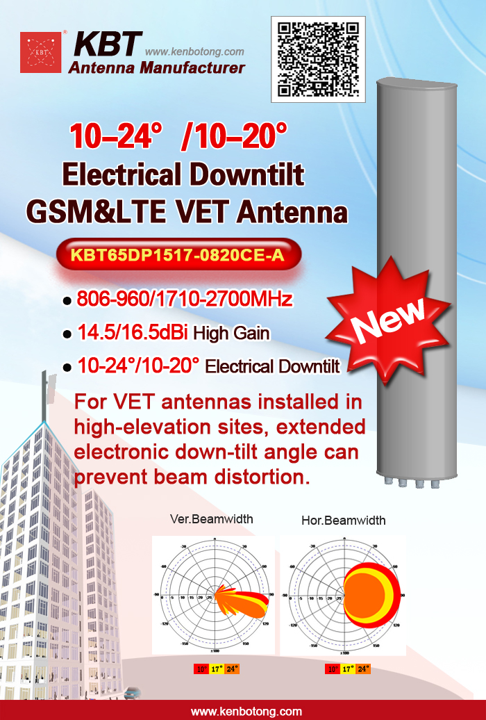 GSM&LTE 10-24°/10-20° Electrical Downtilt VET Antenna,KBT65DP1517-0820CE-A